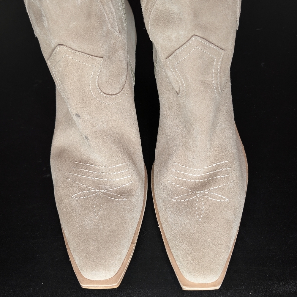 Dolce Vita Samare Tall Suede Cowboy Western Boots Taupe Size 12 - Picture 8 of 14
